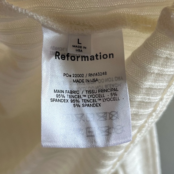 REFORMATION JEANS | Petalo Ribbed Wrap Ballet Crop Top in Cream | Size Large - Picture 10 of 10